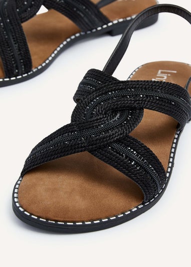 Linzi Vasvi Black Intertwined Knitted Sandal