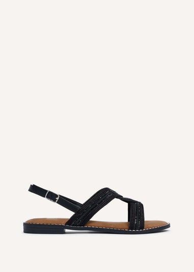 Linzi Vasvi Black Intertwined Knitted Sandal