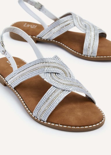 Linzi Vasvi Silver Intertwined Knitted Sandal