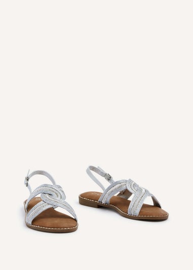 Linzi Vasvi Silver Intertwined Knitted Sandal