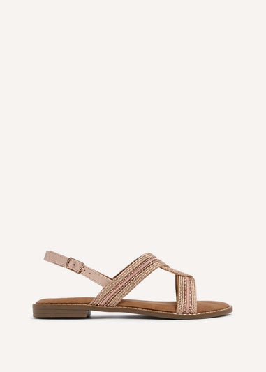 Linzi Vasvi Rose Gold Intertwined Knitted Sandal