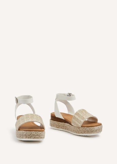 Linzi Anya White Raffia Flatform Sandal