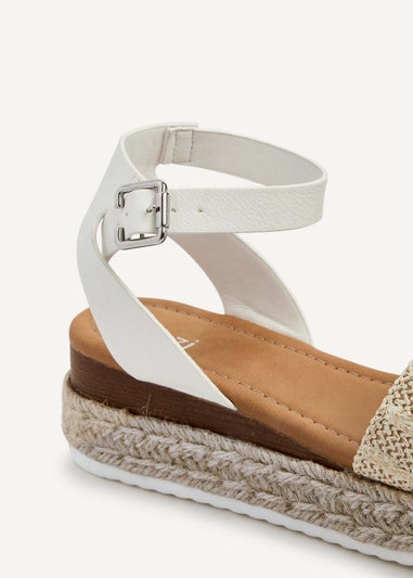 Linzi Anya White Raffia Flatform Sandal