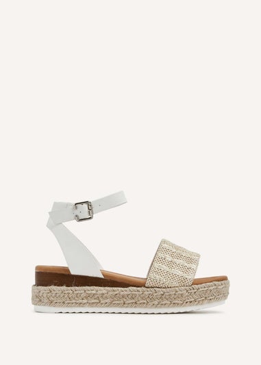 Linzi Anya White Raffia Flatform Sandal