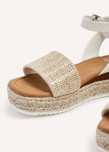 Linzi Anya White Raffia Flatform Sandal