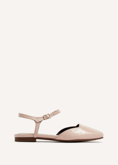 Linzi Tai Sand Faux Patent Open Back Square Toe Loafer