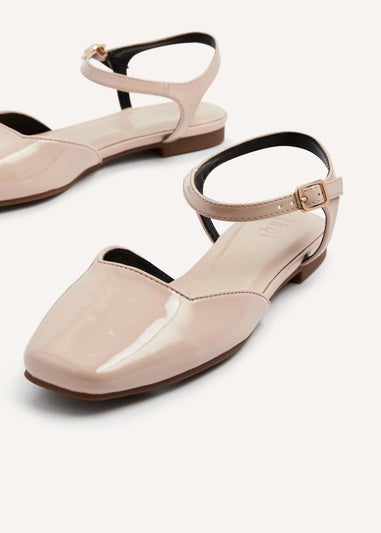 Linzi Tai Sand Faux Patent Open Back Square Toe Loafer