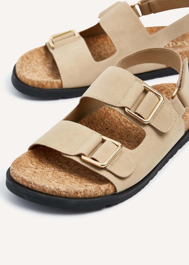 Linzi Bria Sand Faux Nubuck Cork Footbed Sandal