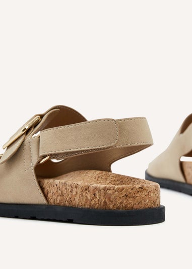 Linzi Bria Sand Faux Nubuck Cork Footbed Sandal