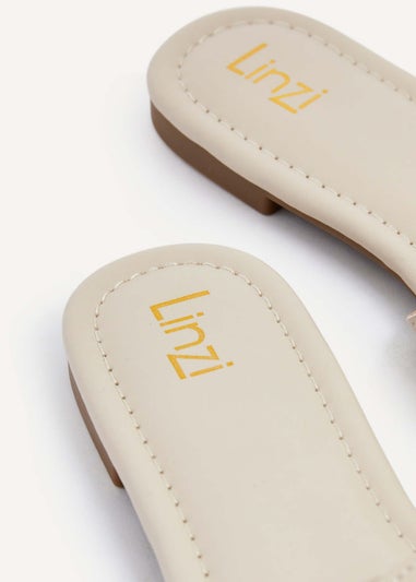 Linzi Linked Sand Faux Leather Sliders