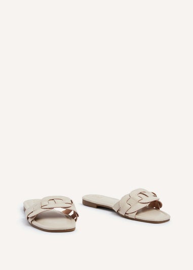 Linzi Linked Sand Faux Leather Sliders