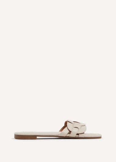 Linzi Linked Sand Faux Leather Sliders