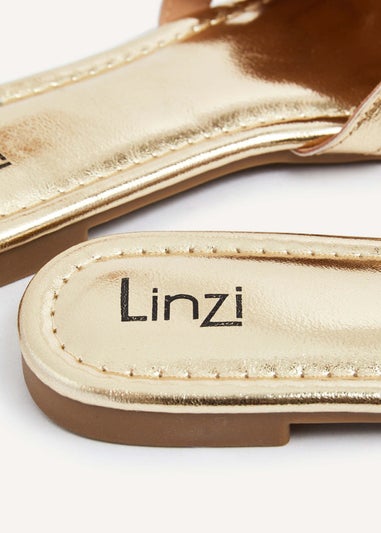 Linzi Linked Gold Faux Leather Sliders