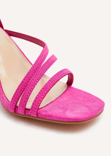 Linzi Status Pink Faux Suede Crossover Block Heeled Sandal