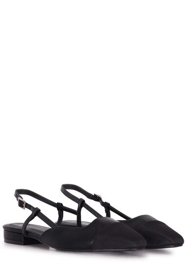 Linzi Junie Black Faux Leather Two Tone Court Shoe