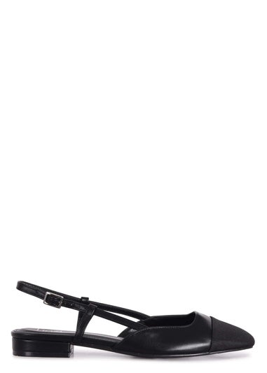 Linzi Junie Black Faux Leather Two Tone Court Shoe
