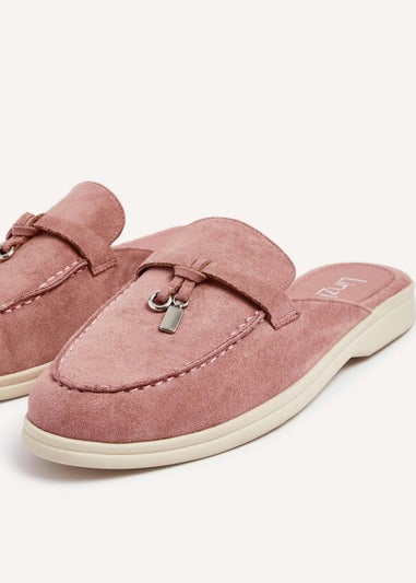 Linzi Alix Pink Faux Suede Slip On Summer Mule