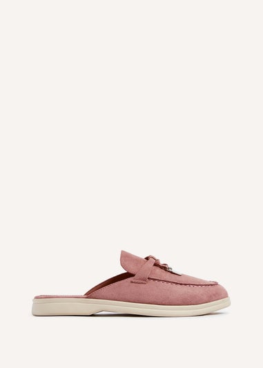 Linzi Alix Pink Faux Suede Slip On Summer Mule