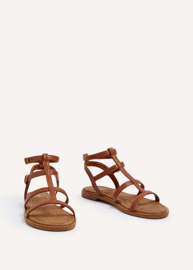 Linzi Belinda Tan Faux Leather Gladiator Style Sandal