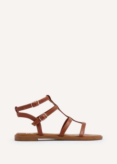 Linzi Belinda Tan Faux Leather Gladiator Style Sandal