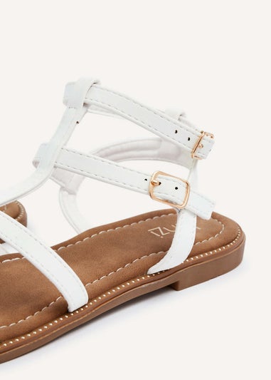 Linzi Belinda White Faux Leather Gladiator Style Sandal