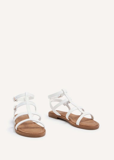 Linzi Belinda White Faux Leather Gladiator Style Sandal