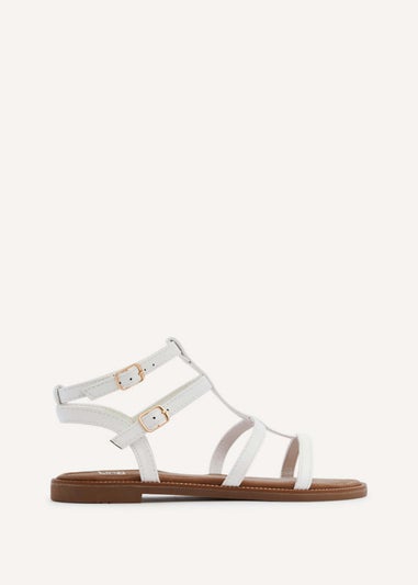 Linzi Belinda White Faux Leather Gladiator Style Sandal