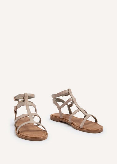 Linzi Belinda Taupe Faux Leather Gladiator Style Sandal