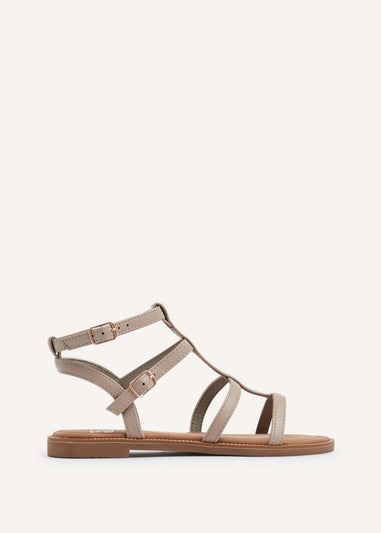 Linzi Belinda Taupe Faux Leather Gladiator Style Sandal