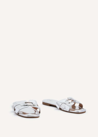 Linzi Sasha Silver Faux Leather Slider Sandal