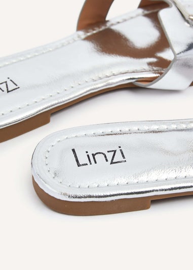 Linzi Sasha Silver Faux Leather Slider Sandal