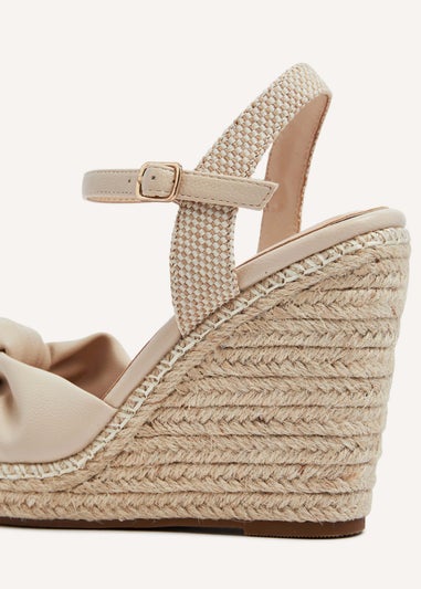 Linzi Rio Beige Faux Leather Rope Wedge