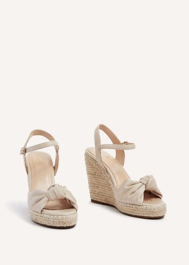 Linzi Rio Beige Faux Leather Rope Wedge