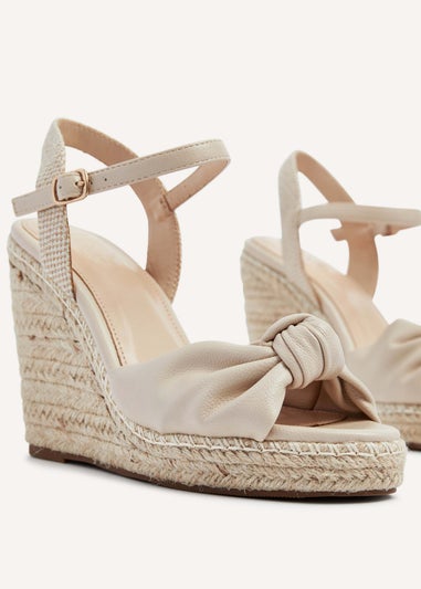 Linzi Rio Beige Faux Leather Rope Wedge