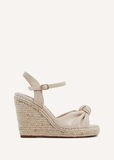 Linzi Rio Beige Faux Leather Rope Wedge