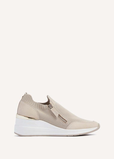 Linzi Adler Nude Flyknit Wedged Trainer