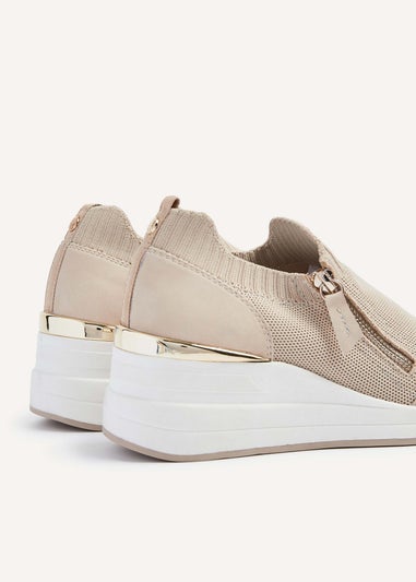 Linzi Adler Nude Flyknit Wedged Trainer