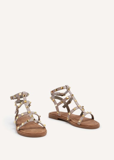 Linzi Billie Taupe Studded Gladiator Sandal