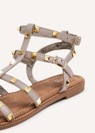 Linzi Billie Taupe Studded Gladiator Sandal