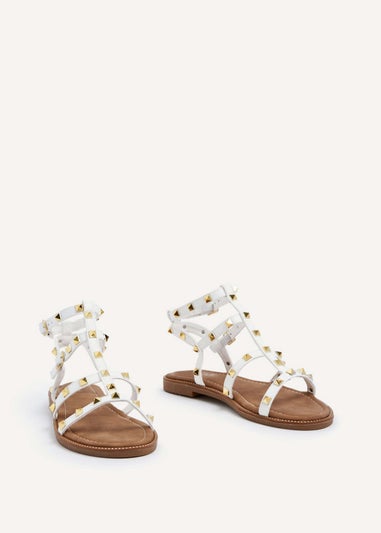 Linzi Billie White Studded Gladiator Sandal