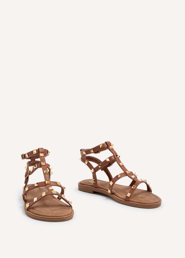 Linzi Billie Tan Studded Gladiator Sandal