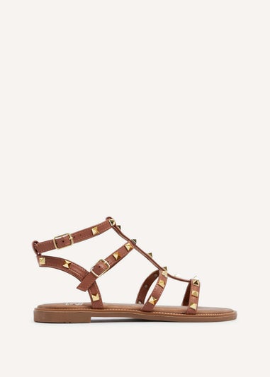 Linzi Billie Tan Studded Gladiator Sandal