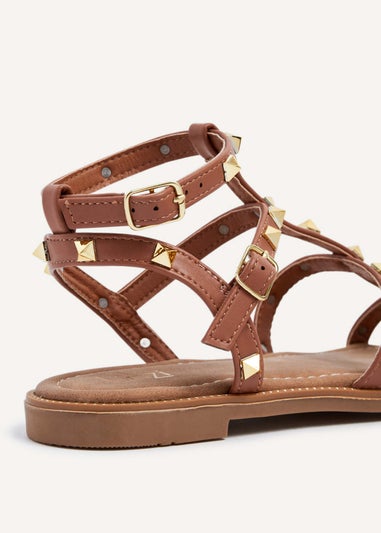 Linzi Billie Tan Studded Gladiator Sandal