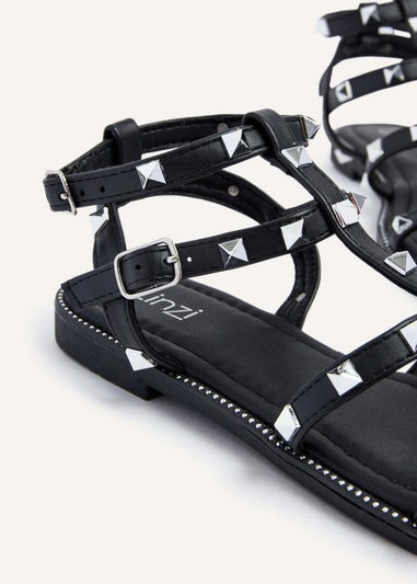 Linzi Billie Black Studded Gladiator Sandal