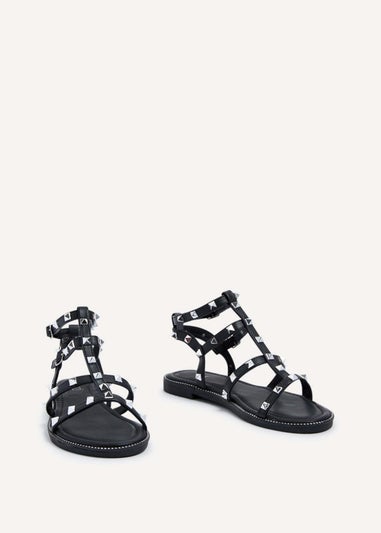 Linzi Billie Black Studded Gladiator Sandal