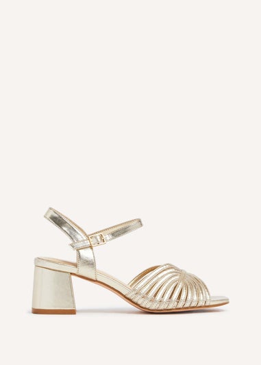 Linzi Ivy Gold Faux Leather Block Heel