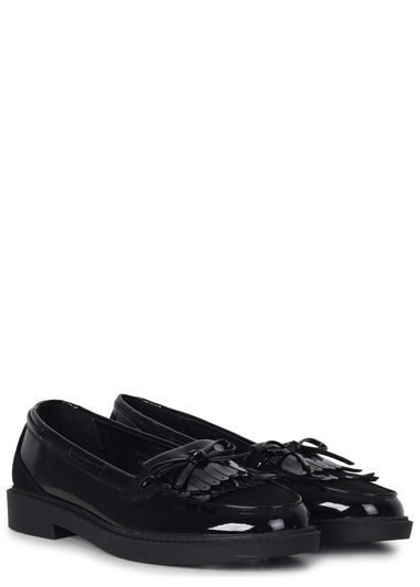 Linzi Mallo Black Faux Suede & Leather Classic Loafer