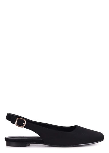 Linzi Lidia Black Lycra Square Toe Flat Shoe