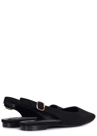 Linzi Lidia Black Lycra Square Toe Flat Shoe