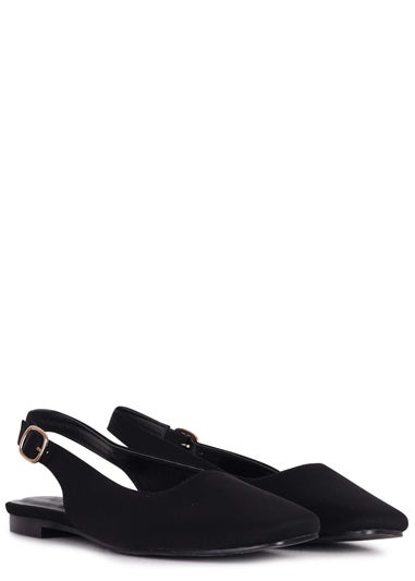 Linzi Lidia Black Lycra Square Toe Flat Shoe